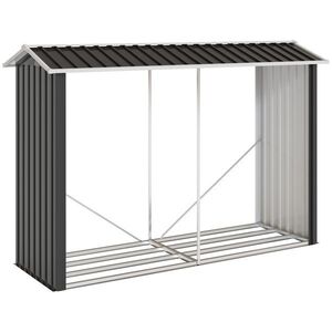 Imagine Outsunny Suport de Lemne cu Structură din Oțel Galvanizat 240x86x160cm Negru | Aosom Romania