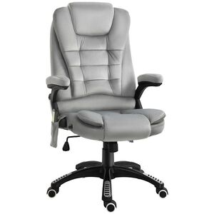 Imagine Vinsetto Scaun de birou cu masaj vibrator, Scaun ergonomic de birou cu funcție de încălzire, întindere, reglabil pe înălțime, scaun de director cu telecomandă, buzunar lateral, aspect de catifea, maro | Aosom Romania