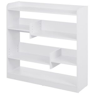 Imagine HOMCOM Bibliotecă etajeră Mobilier de Depozitare dim. 90L x 24l x 91H cm 4 Niveluri 3 Panouri din Spate Plăci din Particule Alb | Aosom Romania