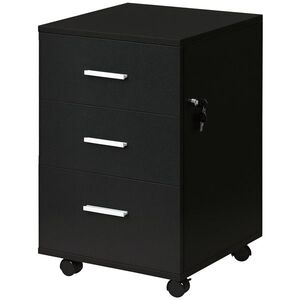 Imagine Vinsetto Dulap de Birou Depozitare Birou pe Rotile 3 Sertare Încuiabile 40 x 40 x 61, 5 cm Negru | Aosom Romania