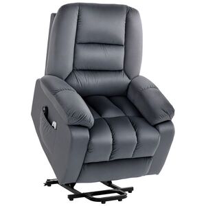 Imagine HOMCOM Fotoliu de masaj cu funcție de ridicare pentru persoane în vârstă, fotoliu de relaxare cu 8 puncte de masaj, 2 buzunare laterale, 85 cm x 94 cm x 107cm, Gri | Aosom Romania