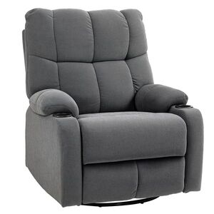 Imagine HOMCOM Scaun de relaxare cu suport pentru picioare, scaun de așezare, drehbar, până la 150 kg, cadru din oțel, 88x96x108cm, Gri inchis | Aosom Romania