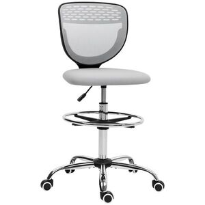 Imagine Vinsetto Scaun de birou ergonomic din plasă, scaun de desen, înălțime și picior de odihnă reglabil, 59 x 59 x 106-126 cm, gri | Aosom Romania