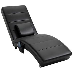 Imagine HOMCOM Relaxliege cu funcție de masaj, fotoliu de lounge ergonomic cu spătar înalt, cu funcție de masaj și pernă cu design Zero-G, fotoliu de lounge din piele ecologică, metal, spumă, negru, 58 x 163 x 87 cm | Aosom Romania