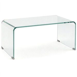 Imagine HOMCOM Măsuță din Sticlă Temperată Modernă pentru Living cu Design Monobloc, 80 x 45 x 35 cm, Transparent | Aosom Romania