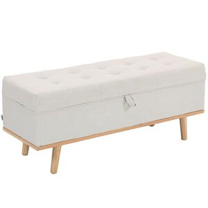 Imagine HOMCOM Taburet depozitare 80L, material textil, picioare lemn, 118x42x45 cm, crem | Aosom Romania