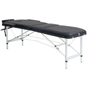 Imagine HOMCOM Pat de Masaj Pliabil cu Înălțime Reglabilă, Pat Profesional pentru Masaj din Aluminiu, 215x60x61-84 cm, Negru | Aosom Romania