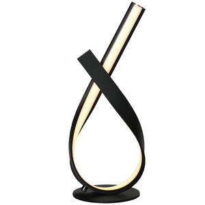 Imagine HOMCOM Lampă de masă design contemporan - lampă de masă design în spirală - dim. 21L x 15l x 43H cm - aluminiu negru LED alb cald | Aosom Romania