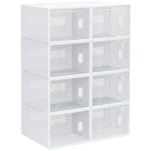 Imagine HOMCOM Pantofar Modular cu 8 Cuburi de Depozitare și Uși Magnetice, Cuburi din PP, 25x35x19 cm, Alb și Transparent | Aosom Romania