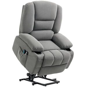 Imagine HOMCOM Fotoliu electric de relaxare cu funcție de asistare la ridicare, fotoliu de masaj cu funcții de încălzire, 2 telecomenzi, spumă moale | Aosom Romania