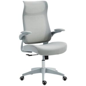 Imagine HOMCOM Scaun de birou ergonomic cu cotiere reglabile și tetieră, gri | Aosom Romania