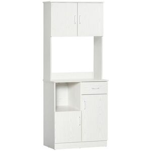 Imagine HOMCOM Bufet de bucătărie armoire de cuisine multi-depozitare 4 uși 1 sertar raft + mare blat 71 x 41 x 178 cm MDF alb | Aosom Romania