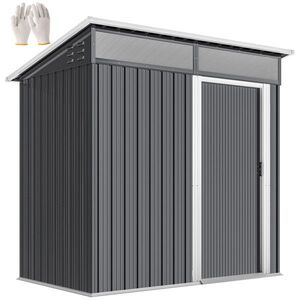 Imagine Outsunny Depozit de grădină, Casa de unelte cu ferestre, Orificii de ventilare, Ușă glisantă, Oțel impermeabil, rezistent la intemperii, Gri închis | Aosom Romania