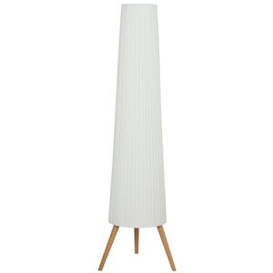 Imagine Lampă de podea HOMCOM cu trepied, întrerupător de picior și luminozitate reglabilă, 46x46x153 cm, albă | Aosom Romania