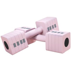 Imagine SPORTNOW Set 2 Gantere de 5 kg, Pătrate și Antiderapante cu Plăci Detașabile, din Oțel și ABS, 32x9x9 cm, Roz | Aosom Romania
