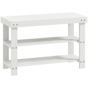 Imagine HOMCOM Pantofar tip Băncuță pentru Hol cu 3 Niveluri, 70x28x45 cm, Lemn natural | Aosom Romania