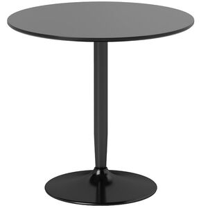 Imagine HOMCOM Masă pentru 2 persoane, blat rotund Ø80 cm, MDF și oțel, antiderapant, Negru, 75H cm | Aosom Romania