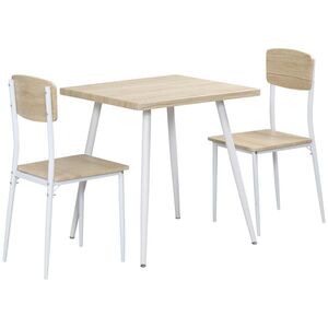 Imagine HOMCOM Set Masă cu 2 Scaune pentru Dining, din Lemn și Metal, Albă | Aosom Romania
