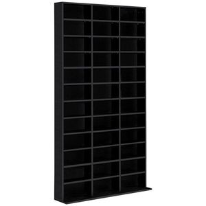 Imagine HOMCOM Raft pentru CD și DVD, etajeră de depozitare, capacitate max. 1116 CD/528 DVD, 36 compartimente și polițe reglabile, pentru birou, living, dormitor, 102 x 23, 5 x 195 cm, negru | Aosom Romania