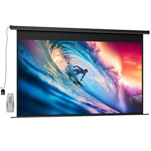 Imagine HOMCOM Ecran de proiecție motorizat 120 inch, 16: 9 4K HD, montaj pe perete sau tavan cu telecomandă, 297x8x183cm | Aosom Romania