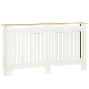 Imagine Mobilier Calorifer din PAL cu aspect de Lemn si MDF, Panouri sub forma de Lamele si Raft Superior, 152x19x83cm, Alb HOMCOM | Aosom RO