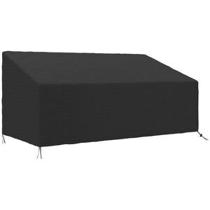 Imagine Outsunny Husă pentru canapea exterior impermeabilă 3 locuri, husă banc grădină Țesătură Oxford 600D, 218 x 111 x 63/101 cm, negru | Aosom Romania