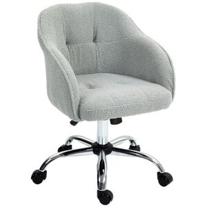 Imagine HOMCOM Scaun de birou, fotoliu de birou ergonomic, înălțime reglabilă, șezut și spătar umplute, gri | Aosom Romania