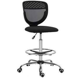 Imagine Vinsetto Scaun de birou ergonomic din plasă, scaun de desen, înălțime și suport pentru picioare reglabile, 59 x 59 x 106-126 cm, negru | Aosom Romania