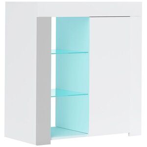 Imagine HOMCOM Dulap pentru Sufragerie cu Lumini LED, 3 Rafturi Deschise și un Dulăpior cu 2 Niveluri, 75x40, 1x83 cm, Alb | Aosom Romania