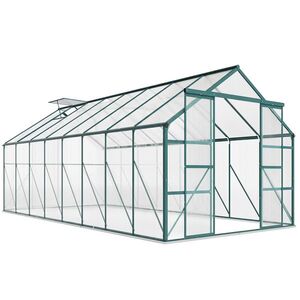 Imagine Outsunny Seră din Aluminiu, Seră de Grădină din Policarbonat pentru Plante, Legume, Fructe, 244x500x216 cm, Transparentă | Aosom Romania