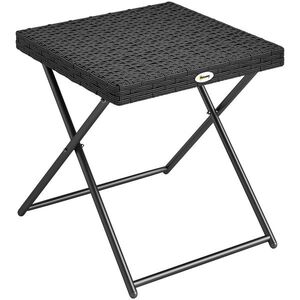 Imagine Outsunny Masuta pentru Gradina Pliabila din Ratan Sintetic si Otel, Masuta pentru Exterior Economie Spatiu 40x40x40cm, Negru