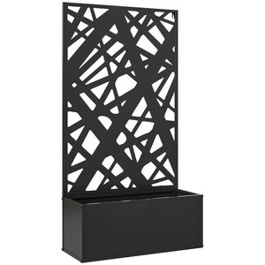 Imagine Outsunny Jardinieră cu Grilaj pentru Plante Cățărătoare din Metal, 61x23x113 cm, Negru | Aosom Romania