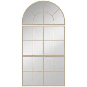 Imagine HOMCOM Oglindă de perete arcuită oglindă de perete în formă de fereastră set de 3 piese cadru din metal 76 x 150 cm auriu | Aosom Romania