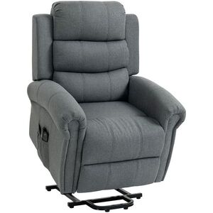 Imagine HOMCOM Fotoliu de masaj cu funcție de ridicare, fotoliu relax, cu vibrații, cu funcție de înclinare, aspect in, gri | Aosom Romania