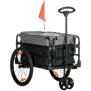Imagine HOMCOM Remorcă de marfă cărucior 130 x 64 x 103 cm oțel Negru+Gri | Aosom Romania