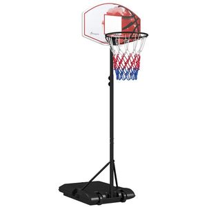 Imagine SPORTNOW Coș de baschet cu înălțime reglabilă, independent, cu plasă și roți, bază mare, 179-209 cm, plastic, oțel | Aosom Romania
