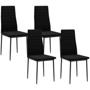 Imagine HOMCOM Set de 4 scaune pentru sufragerie, design fără brațe, tapițerie din material textil, picioare metalice, Negru | Aosom Romania