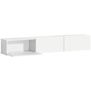 Imagine HOMCOM Comodă TV suspendată, montare pe perete, 3 sertare, mult spațiu de depozitare, 180 cm, placă aglomerată, Alb | Aosom Romania