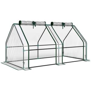 Imagine Outsunny Seră cu fereastră cu fermoar, seră din folie rezistentă la iarnă din oțel 180 x 90 x 90 cm Transparent | Aosom Romania