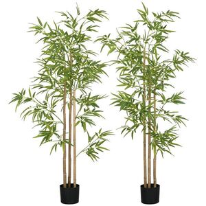 Imagine HOMCOM Plantă artificială Bambus copac artificial înălțime 180 cm cu ghiveci, decor interior, foarte realist | Aosom Romania