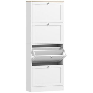 Imagine HOMCOM Dulap Îngust pentru Pantofi cu 3 Sertare și Rafturi Reglabile pe 2 Niveluri, 60x23, 5x115 cm, Negru | Aosom Romania
