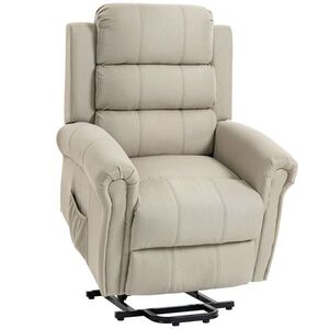 Imagine HOMCOM Fotoliu cu ridicare electrică, fotoliu relax electric cu funcție de masaj și încălzire, 87 x 87, 5 x 108 cm, beige | Aosom Romania