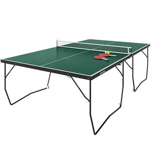 Imagine SPORTNOW Masă de Tenis de Masă Pliabilă, 9FT, cu 8 Roți, pentru Interior, Verde | Aosom Romania