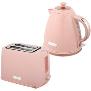 Imagine HOMCOM Set fierbător și prăjitor, fierbător rapid 1, 7 L 2200 W cu oprire automată și prăjitor pentru 2 felii cu tavă pentru firimituri, Roz | Aosom Romania