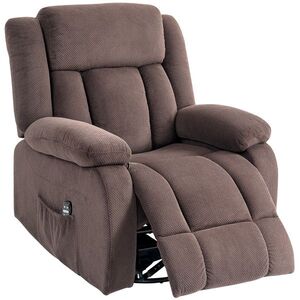 Imagine HOMCOM Fotoliu de masaj, 8 puncte de vibrație, 5 moduri, încălzire lombară, reglabil, rotativ, fotoliu tapițat, Maro | Aosom Romania