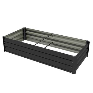 Imagine Outsunny Jardinieră dreptunghiulară bac de flori în oțel cu margine de siguranță și fund deschis negru | Aosom Romania
