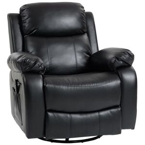 Imagine HOMCOM Fotoliu de masaj cu 8 capete vibrante, fotoliu relax, spătar reglabil + suport pentru picioare, Negru | Aosom Romania