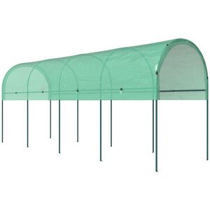 Imagine Outsunny Seră rezistentă la iarnă, seră din folie cu acoperiș arcuit, ancore pentru sol, seră 400 x 120 x 170cm verde | Aosom Romania