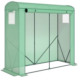Imagine Outsunny Seră cu ferestre cu plasă și ușă rulantă, seră cu folie și cadru din oțel 200 x 75 x 188 cm Verde | Aosom Romania