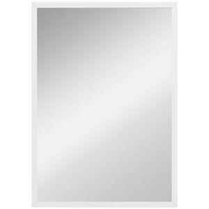 Imagine HOMCOM Oglindă de perete dreptunghiulară cu cârlige, din sticlă și MDF, 40x60 cm, albă | Aosom Romania